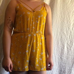 Yellow floral romper